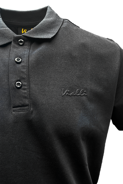 Vialli Dollar Golfer: Stylish Black Short Sleeve Cotton Spandex Performance Shirt