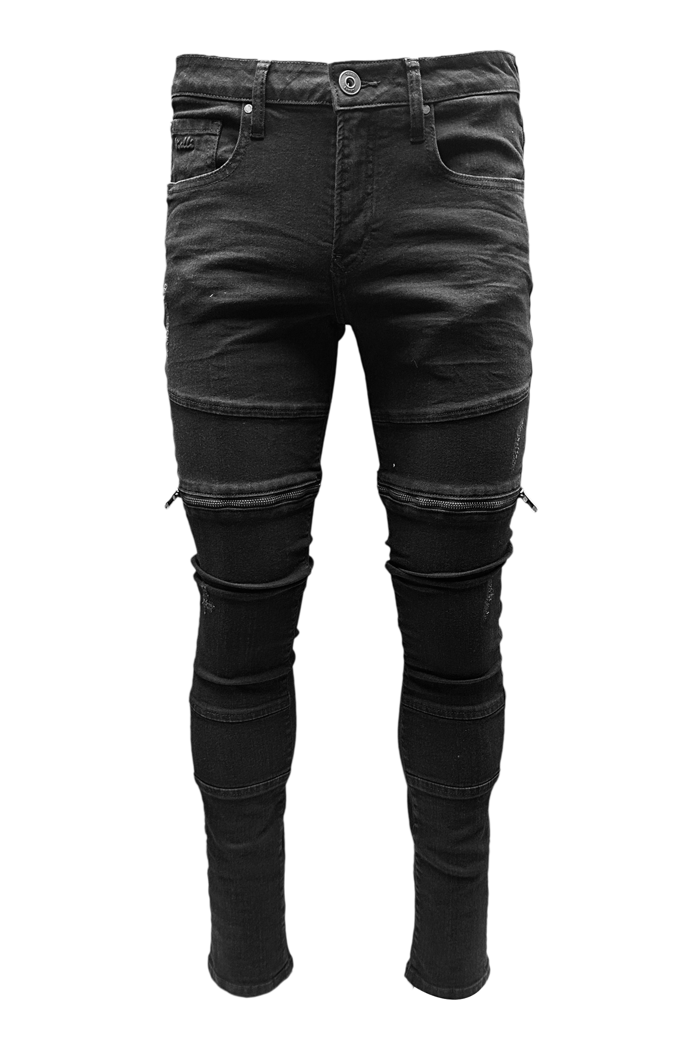 Vialli Ceelos Black Platinum Collection Skinny Jeans with Zip Details
