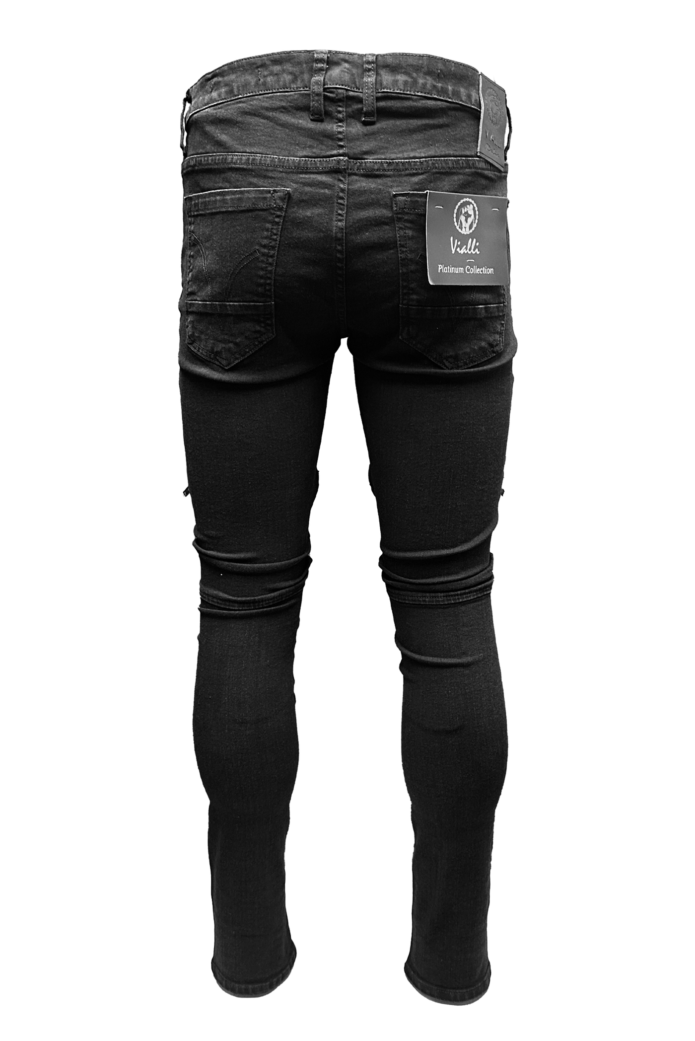 Vialli Ceelos Black Platinum Collection Skinny Jeans with Zip Details