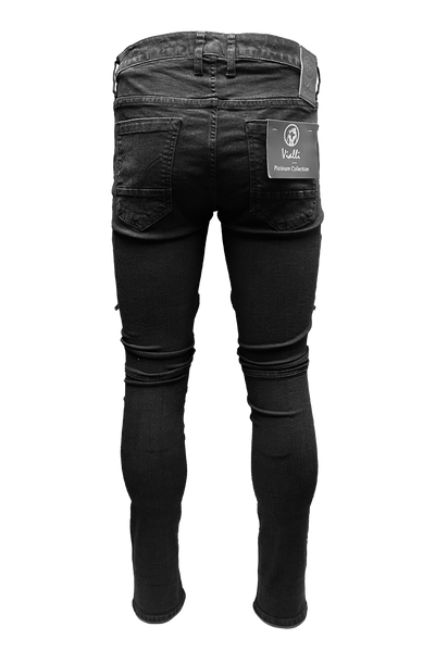 Vialli Ceelos Black Platinum Collection Skinny Jeans with Zip Details