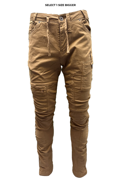 Vialli Ranger Khaki Cargo Pants: Durable Cotton Spandex Blend for Everyday Adventures