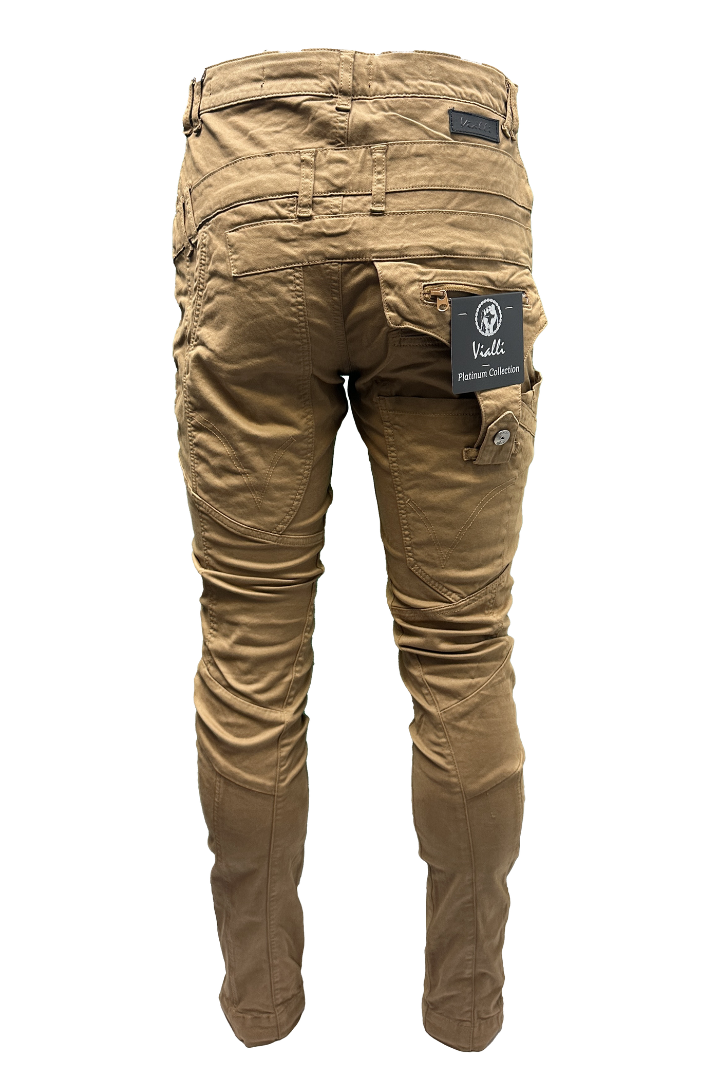 Vialli Ranger Khaki Cargo Pants: Durable Cotton Spandex Blend for Everyday Adventures
