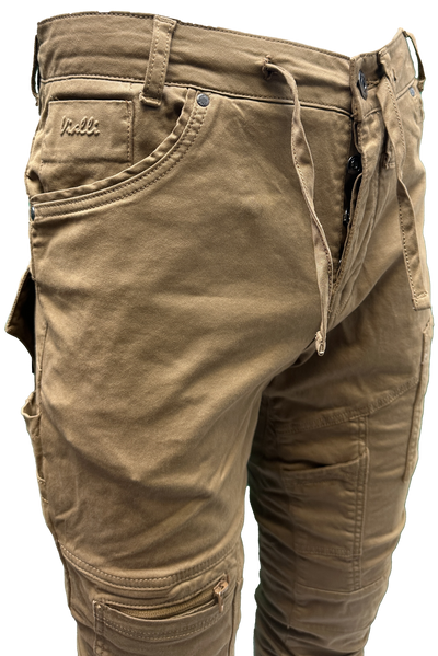 Vialli Ranger Khaki Cargo Pants: Durable Cotton Spandex Blend for Everyday Adventures