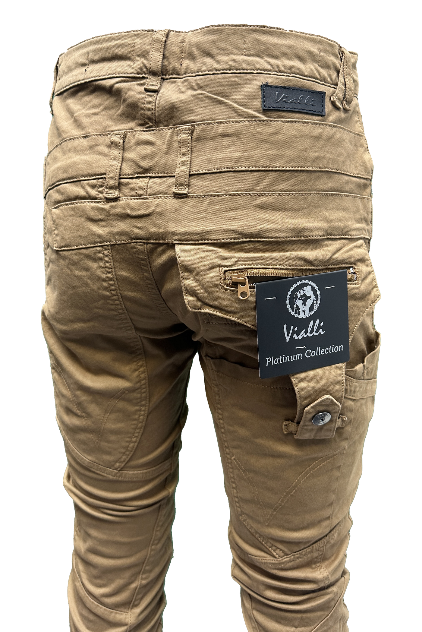 Vialli Ranger Khaki Cargo Pants: Durable Cotton Spandex Blend for Everyday Adventures
