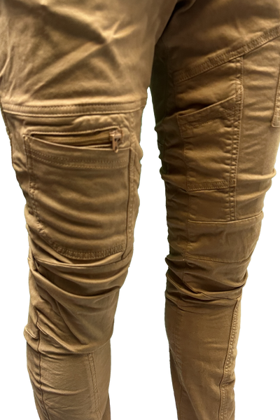 Vialli Ranger Khaki Cargo Pants: Durable Cotton Spandex Blend for Everyday Adventures