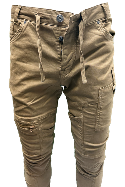 Vialli Ranger Khaki Cargo Pants: Durable Cotton Spandex Blend for Everyday Adventures
