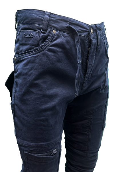 Vialli Ranger Navy Cargo Pants: Durable Cotton Spandex, Multi-Pocket, Platinum Collection