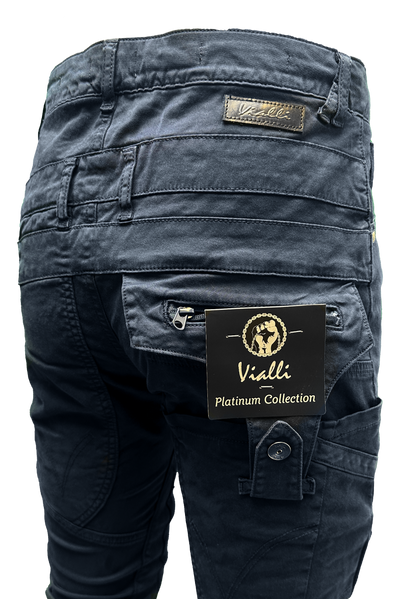 Vialli Ranger Navy Cargo Pants: Durable Cotton Spandex, Multi-Pocket, Platinum Collection
