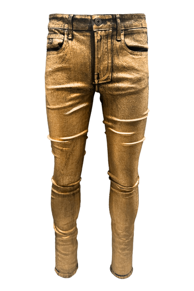 Vialli Universe Skinny Coated Jeans Bronze - Sleek, Stylish, Form-Fitting Denim