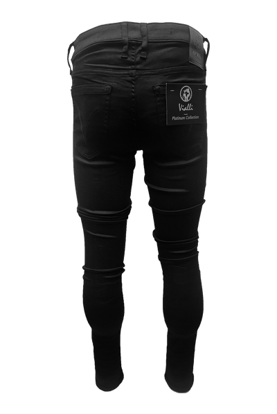 Vialli Abertosht Platinum Collection Black Skinny Jean with Embroidered Coin Pocket