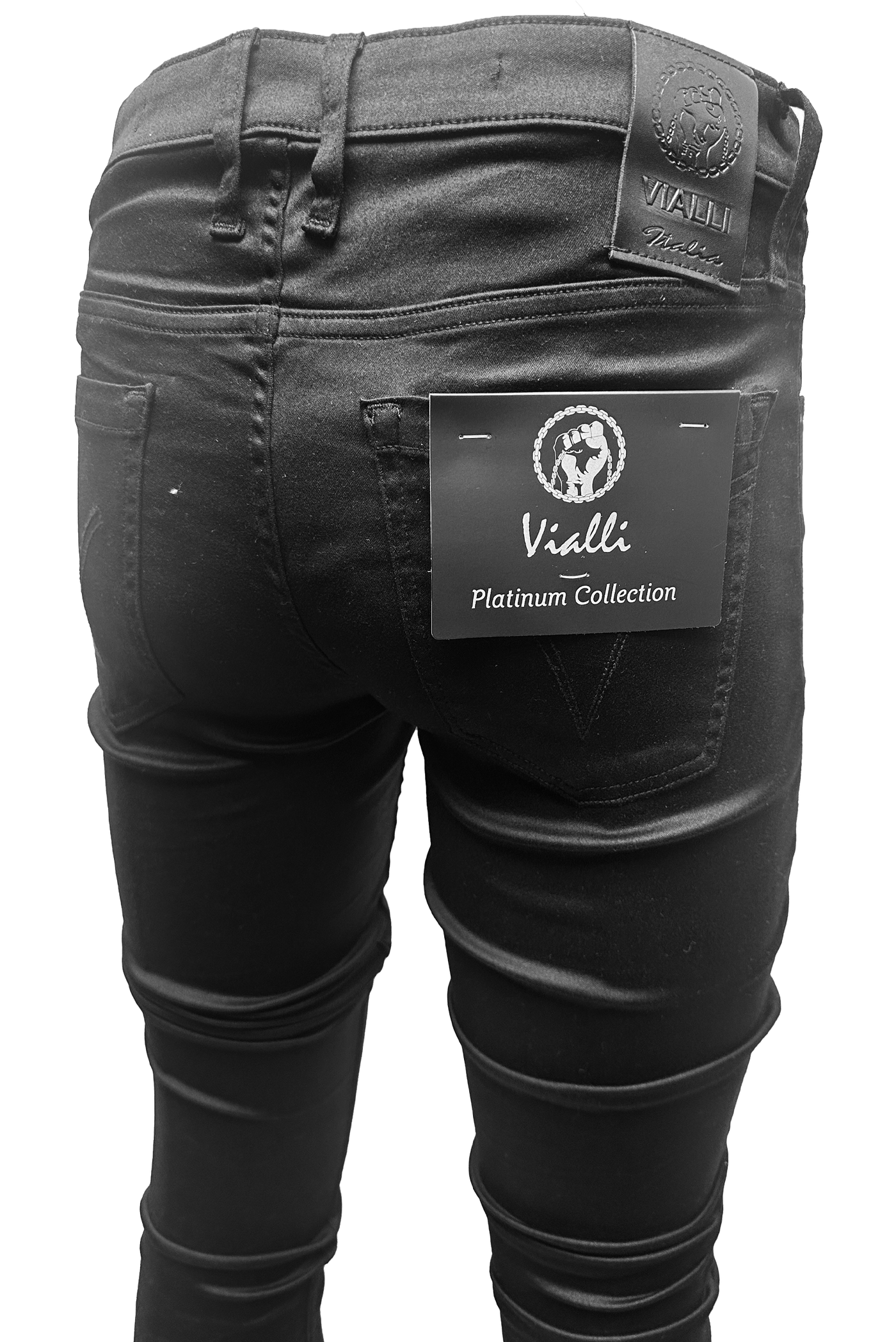 Vialli Abertosht Platinum Collection Black Skinny Jean with Embroidered Coin Pocket
