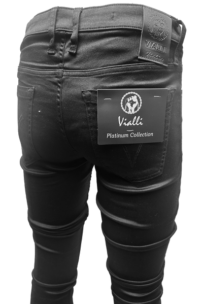 Vialli Abertosht Platinum Collection Black Skinny Jean with Embroidered Coin Pocket