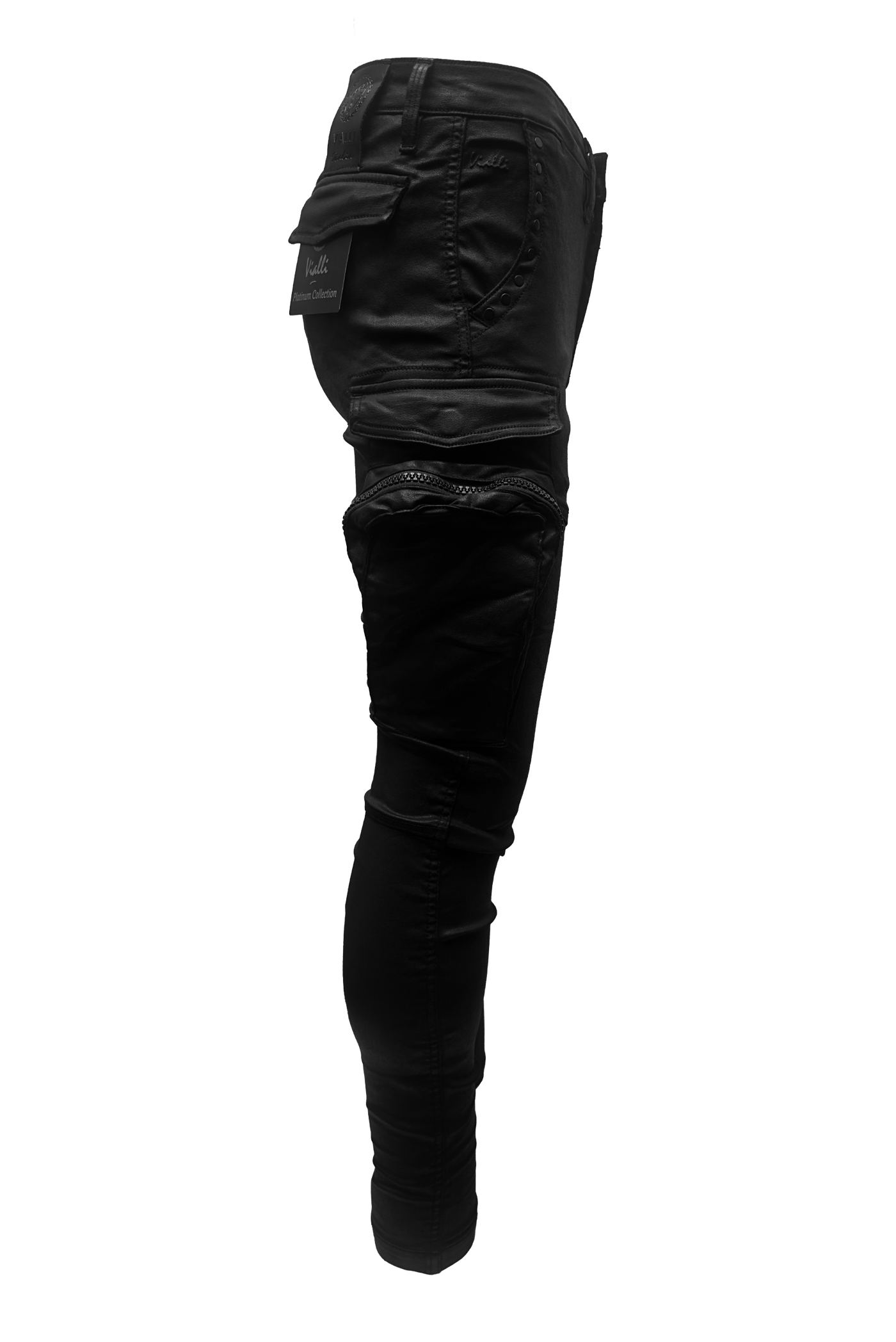 Vialli Jumper Wax Ultra-Fit Black Men's Designer Denim Jeans with Pockets