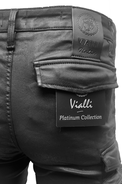 Vialli Jumper Wax Ultra-Fit Black Men's Designer Denim Jeans with Pockets