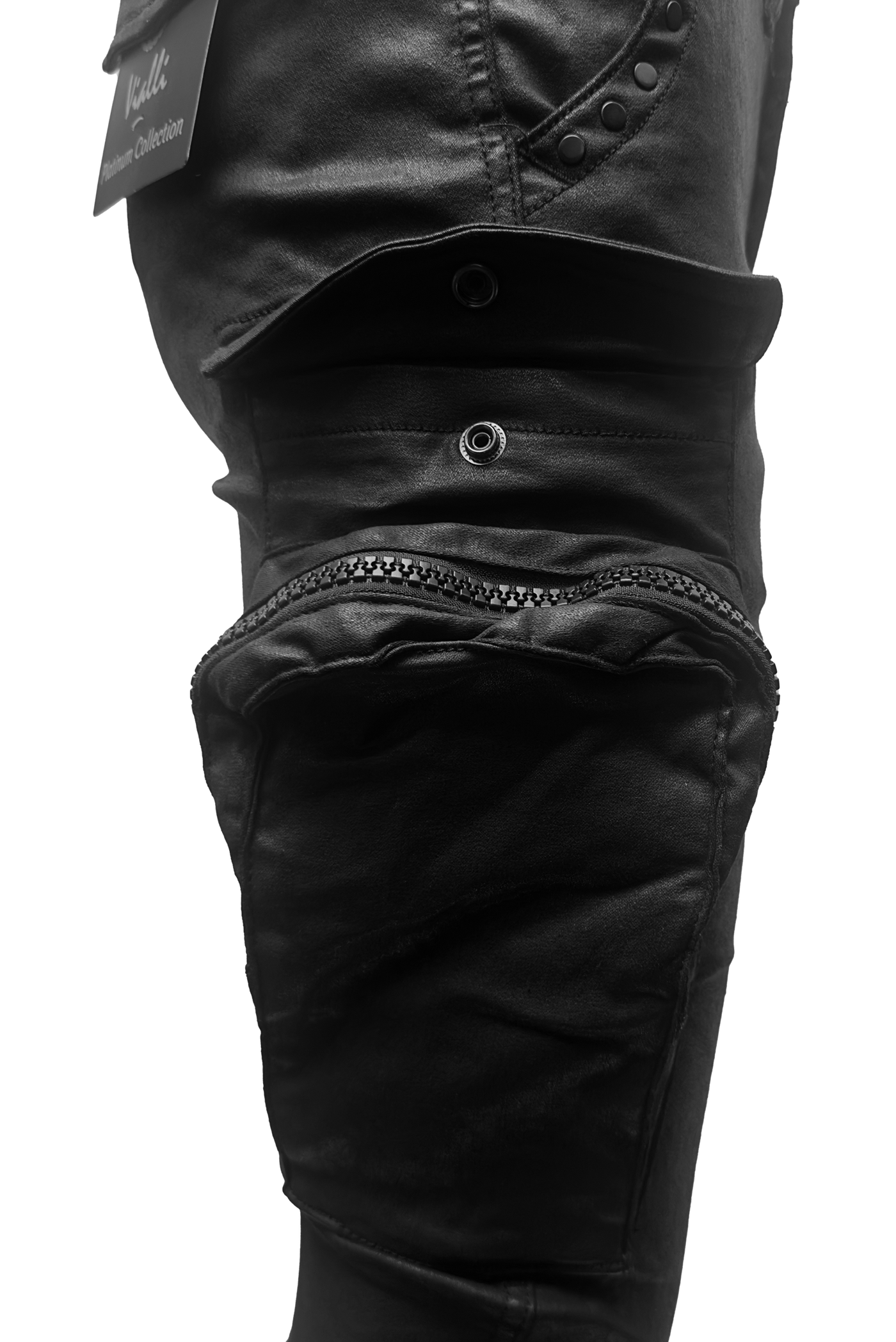 Vialli Jumper Wax Ultra-Fit Black Men's Designer Denim Jeans with Pockets