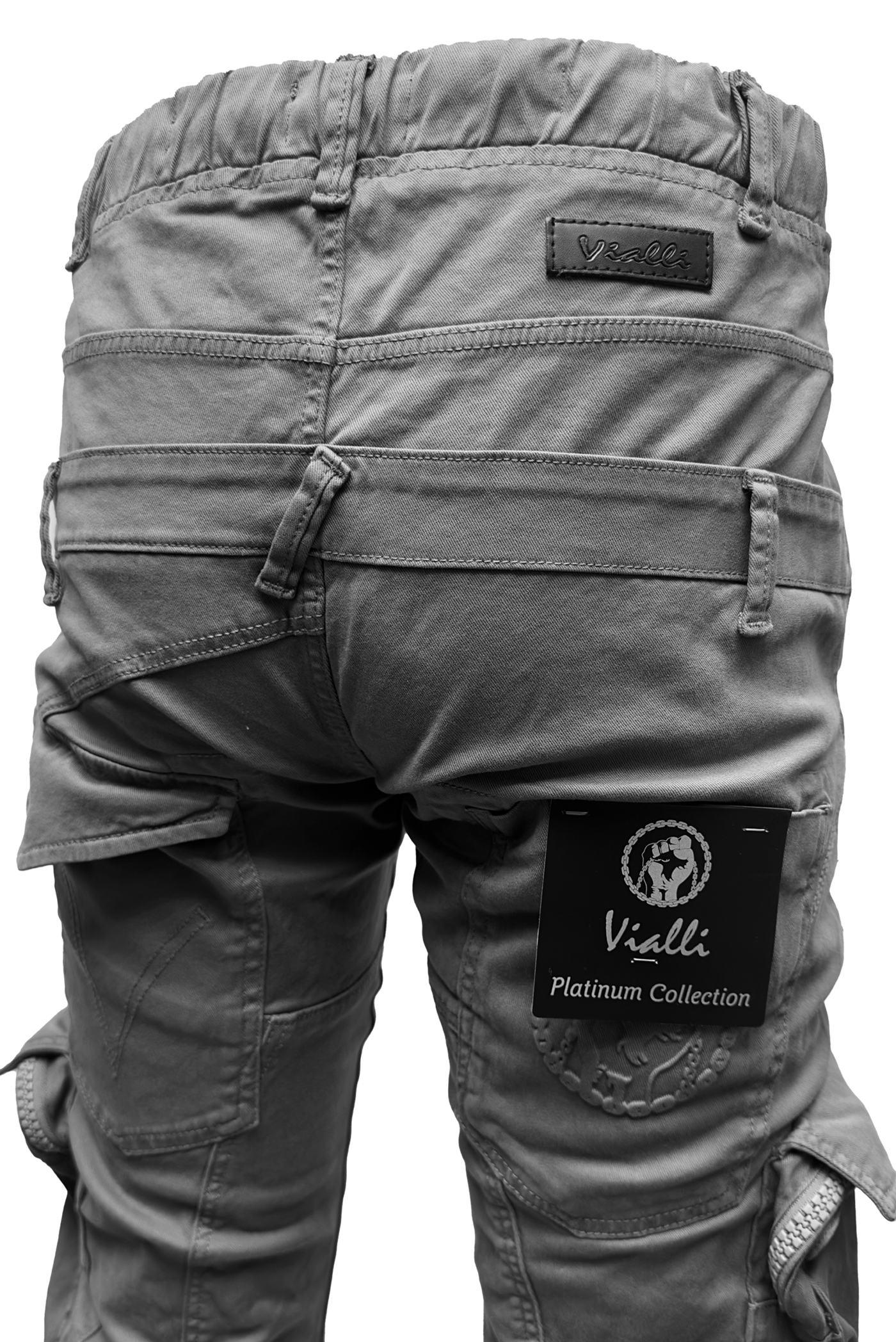 Vialli Joey Grey Cargo Pants: Platinum Collection Comfort & Style
