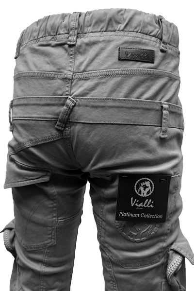 Vialli Joey Grey Cargo Pants: Platinum Collection Comfort & Style