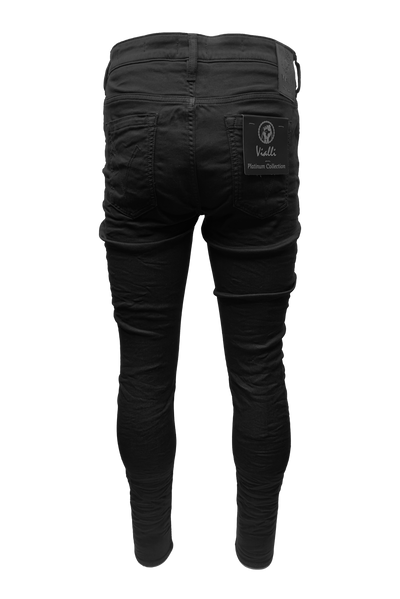 Vialli Joker Ultra-Fit Black Denim Jeans for Men with Embroidered Coin Pocket