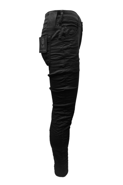 Vialli Joker Ultra-Fit Black Denim Jeans for Men with Embroidered Coin Pocket