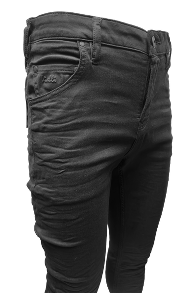 Vialli Joker Ultra-Fit Black Denim Jeans for Men with Embroidered Coin Pocket