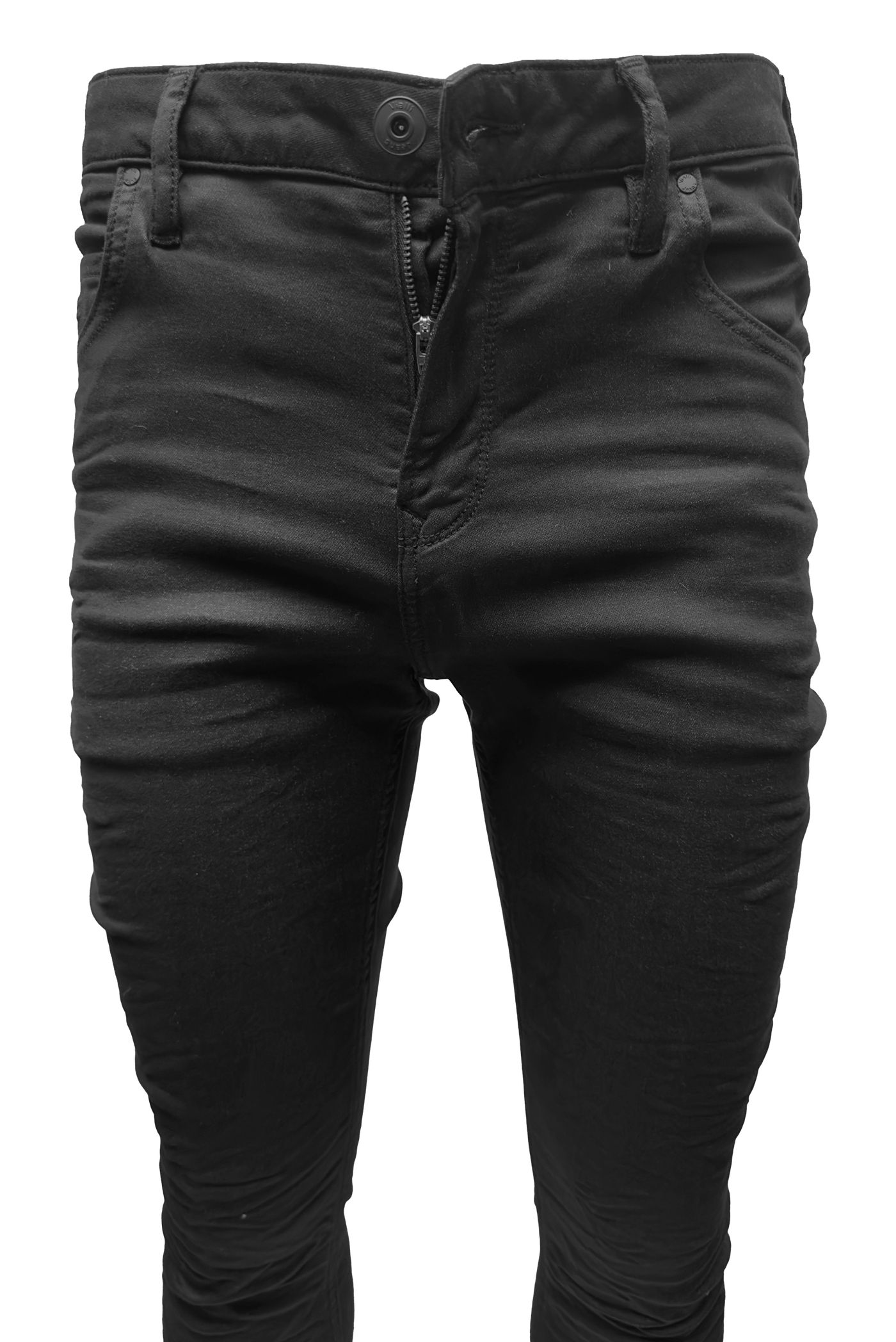Vialli Joker Ultra-Fit Black Denim Jeans for Men with Embroidered Coin Pocket