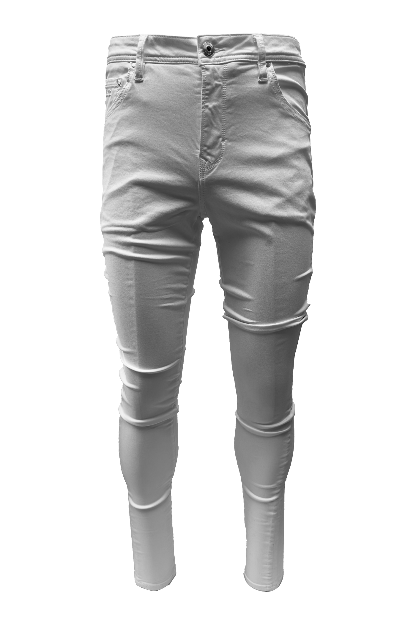 Vialli Juckichini White Ultra-Fit Jeans: Premium Cotton Blend, Four Pockets