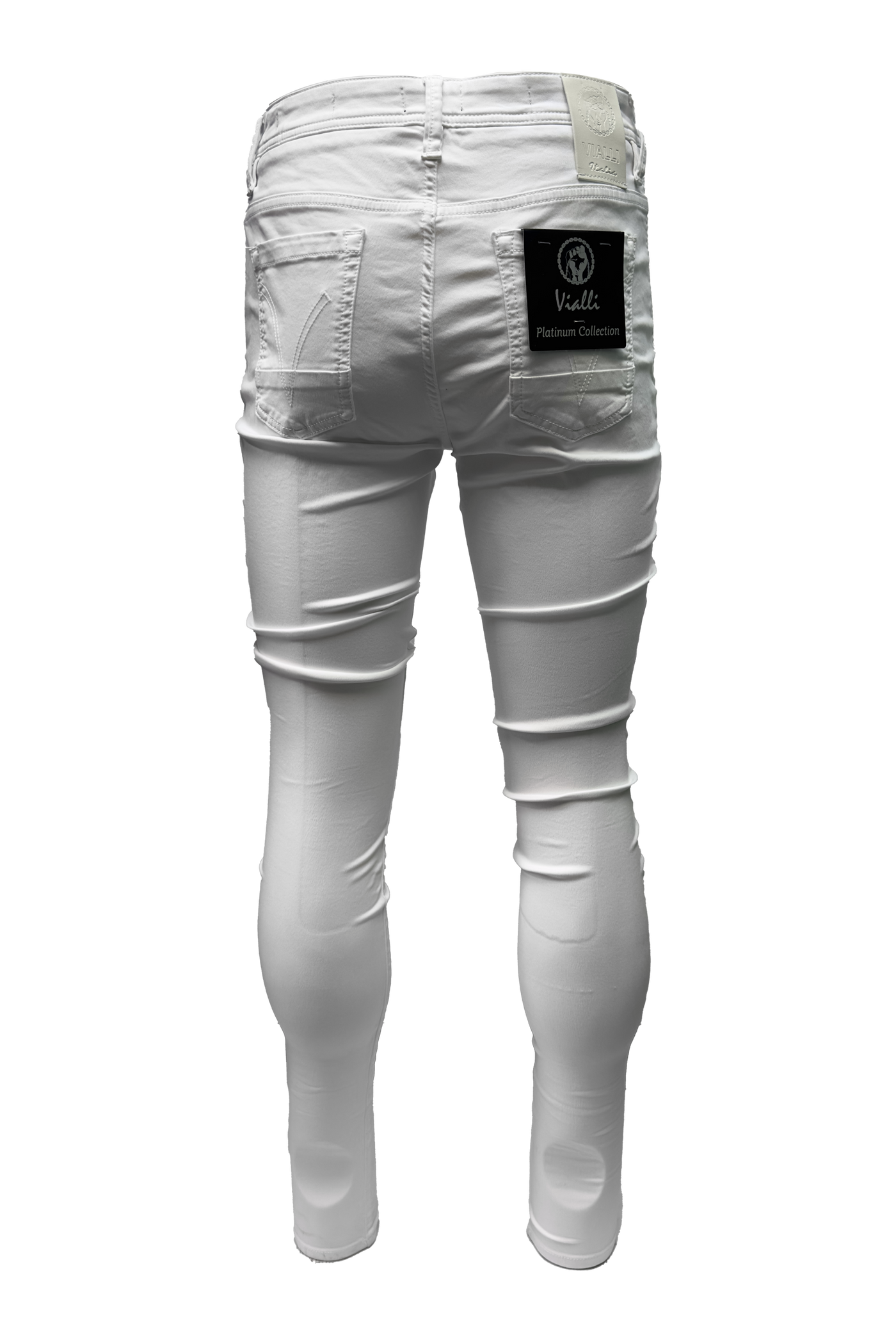 Vialli Juckichini White Ultra-Fit Jeans: Premium Cotton Blend, Four Pockets