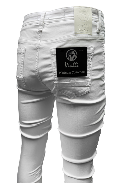 Vialli Juckichini White Ultra-Fit Jeans: Premium Cotton Blend, Four Pockets