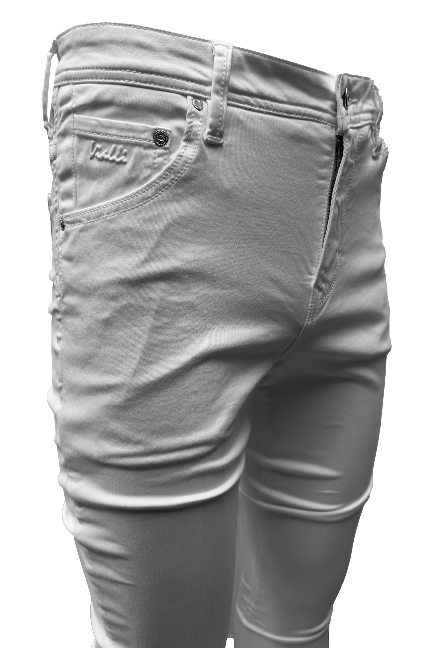Vialli Juckichini White Ultra-Fit Jeans: Premium Cotton Blend, Four Pockets