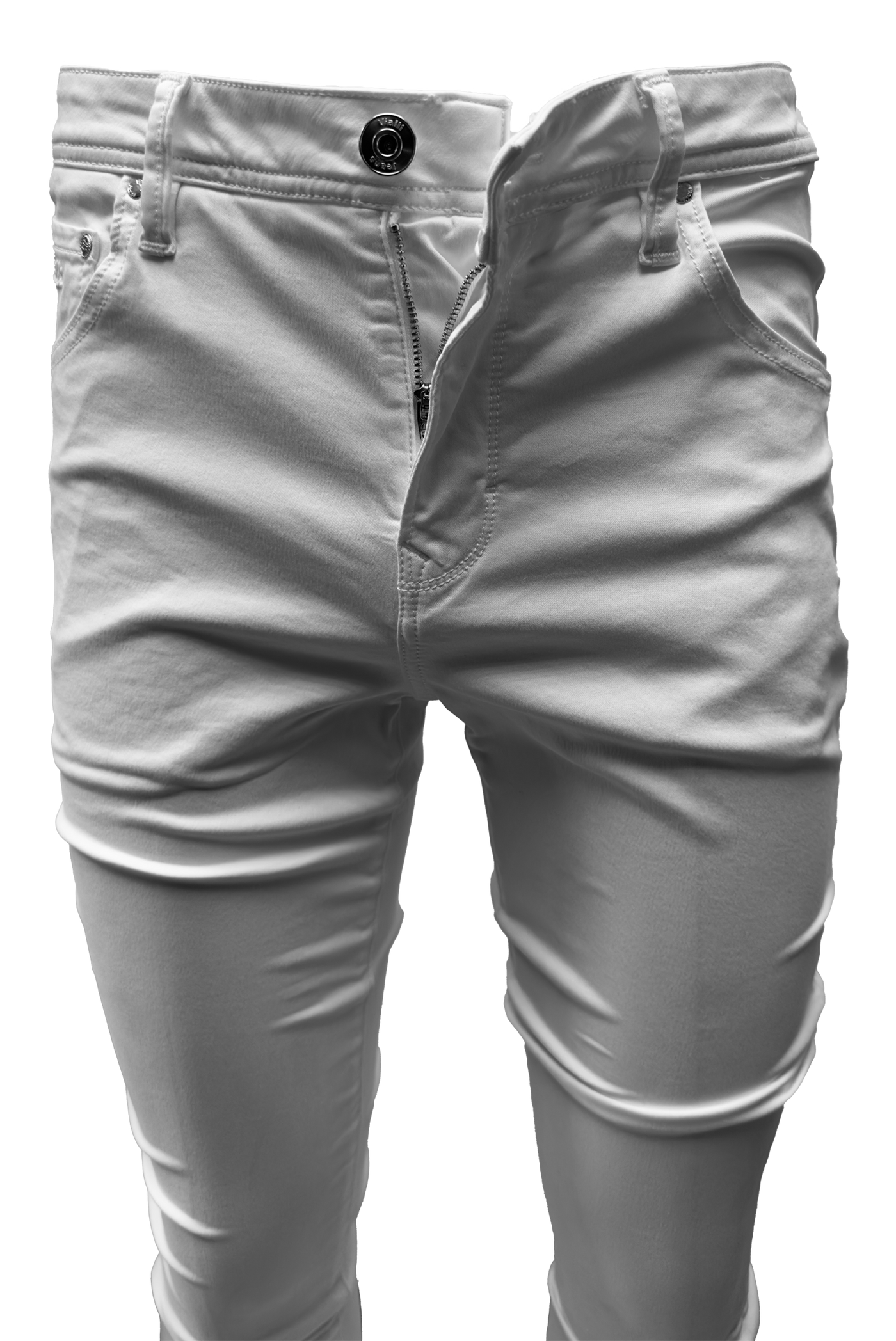 Vialli Juckichini White Ultra-Fit Jeans: Premium Cotton Blend, Four Pockets