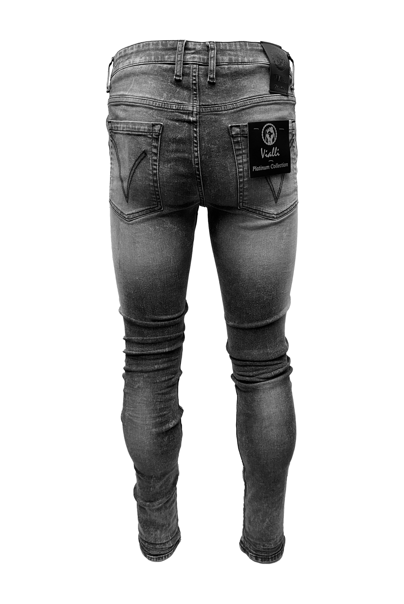 Vialli Jocavic Slim Fit Grey Jeans with Shears Detailing for Men