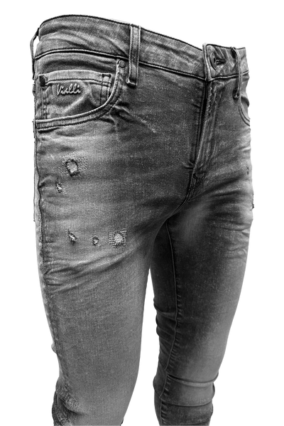 Vialli Jocavic Slim Fit Grey Jeans with Shears Detailing for Men