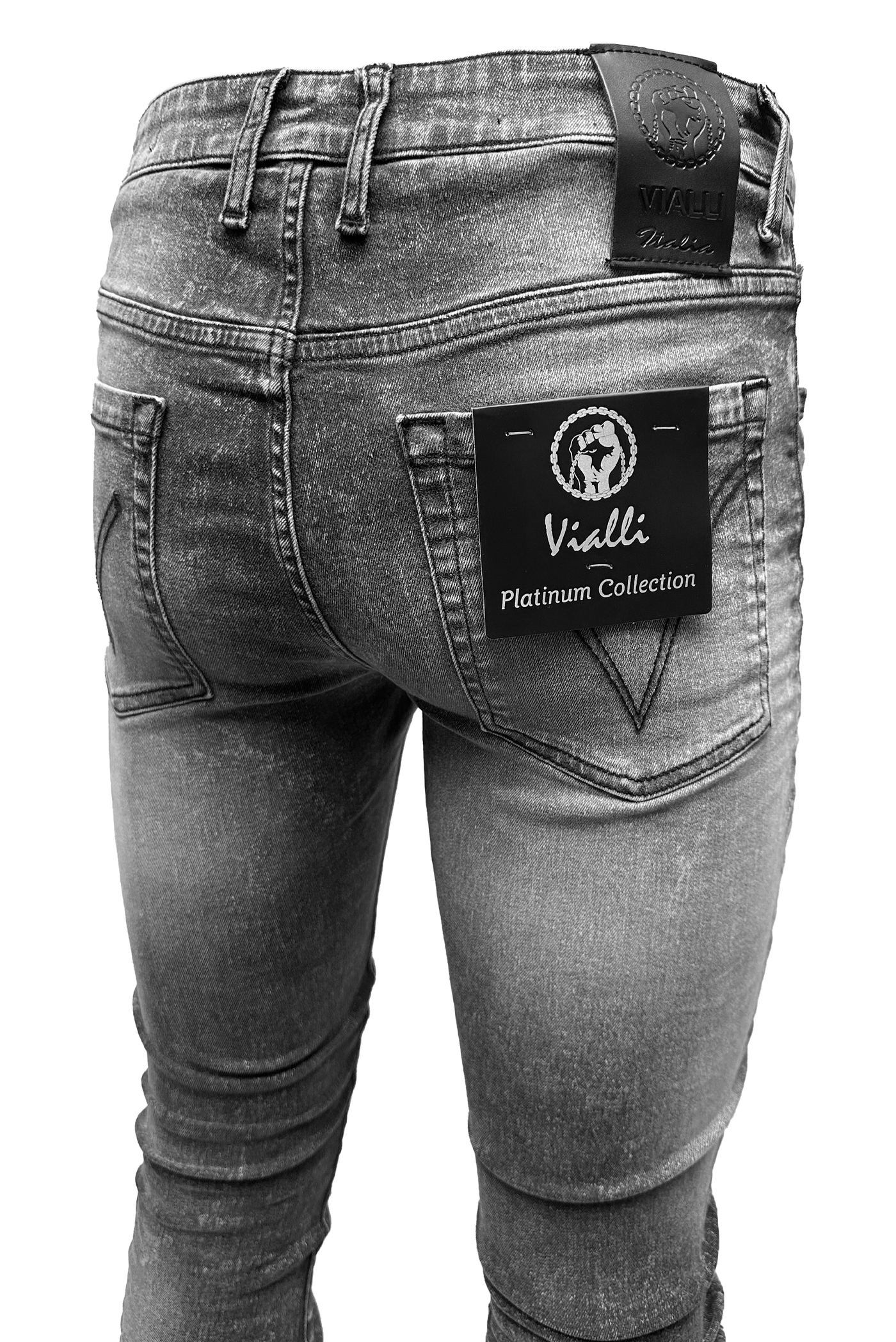 Vialli Jocavic Slim-Fit Stretch Denim Jeans for Men in Stylish Grey