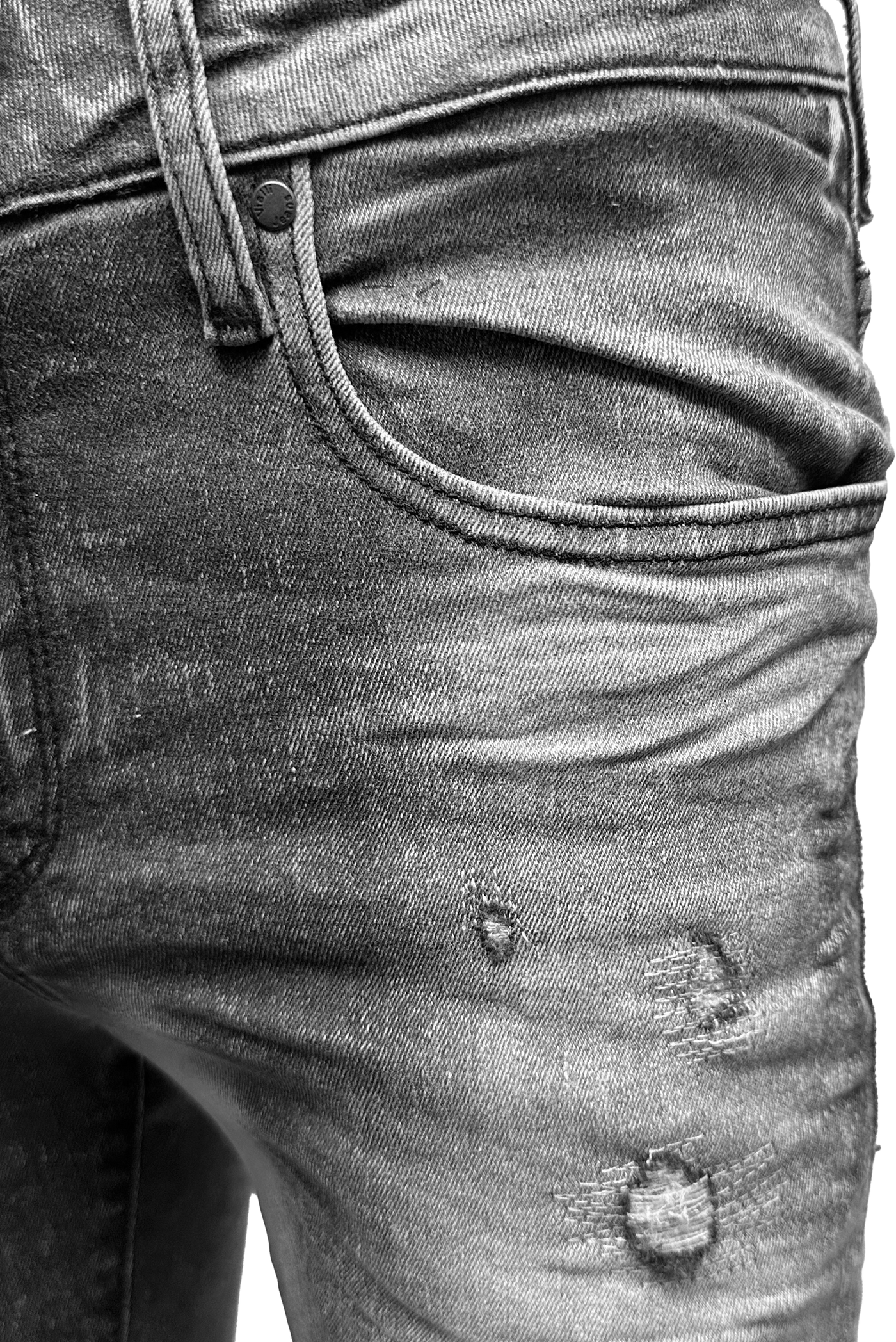 Vialli Jocavic Slim Fit Grey Jeans with Shears Detailing for Men
