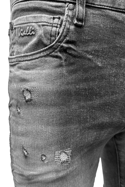 Vialli Jocavic Slim Fit Grey Jeans with Shears Detailing for Men