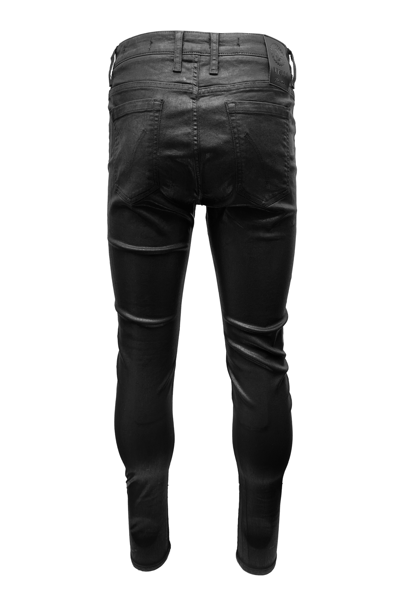 Vialli Jelly Wax Ultra-Fit Jeans: Sleek Black Coated Denim for Men