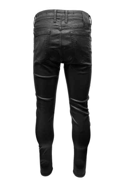 Vialli Jelly Wax Ultra-Fit Jeans: Sleek Black Coated Denim for Men