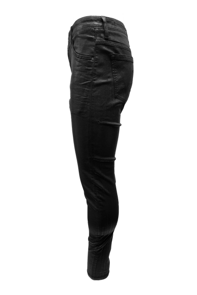 Vialli Jelly Wax Ultra-Fit Jeans: Sleek Black Coated Denim for Men