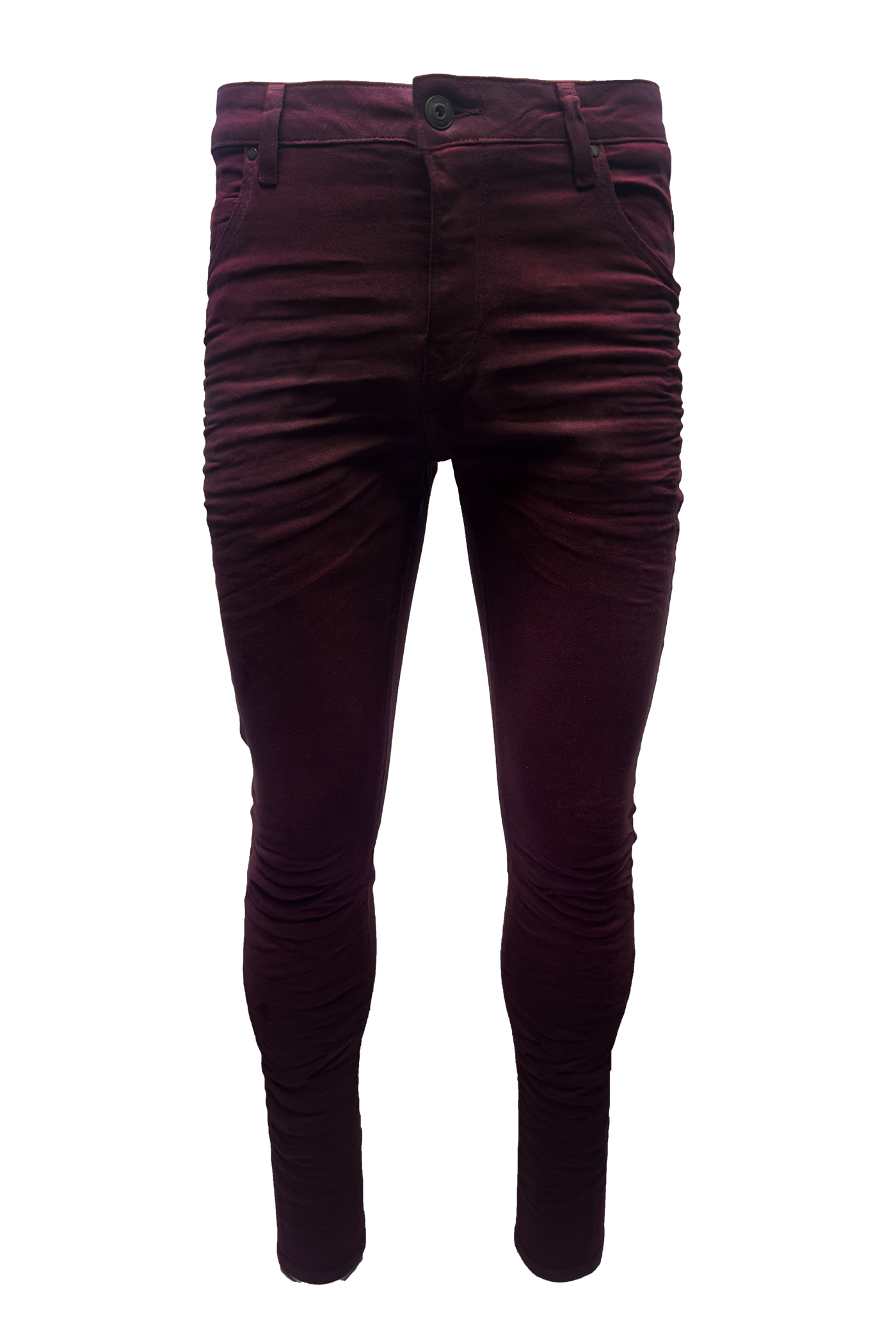 Vialli Jealous Ultra-Fit Maroon Jeans: Platinum Collection Style VJ24D47 Denim