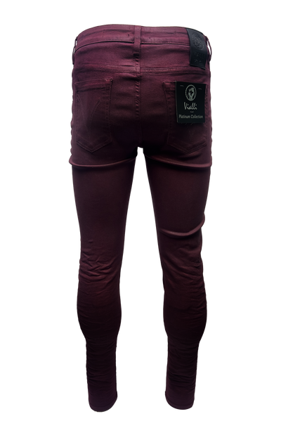 Vialli Jealous Ultra-Fit Maroon Jeans: Platinum Collection Style VJ24D47 Denim