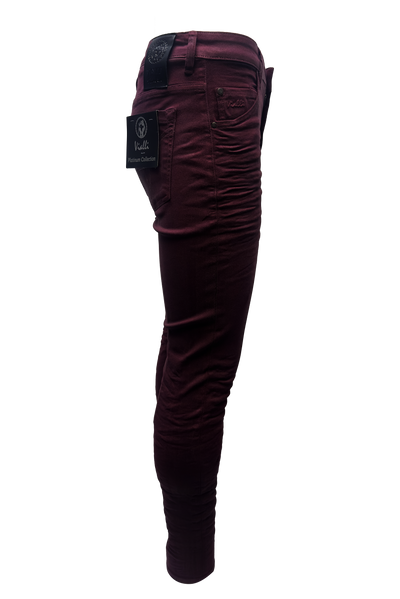 Vialli Jealous Ultra-Fit Maroon Jeans: Platinum Collection Style VJ24D47 Denim
