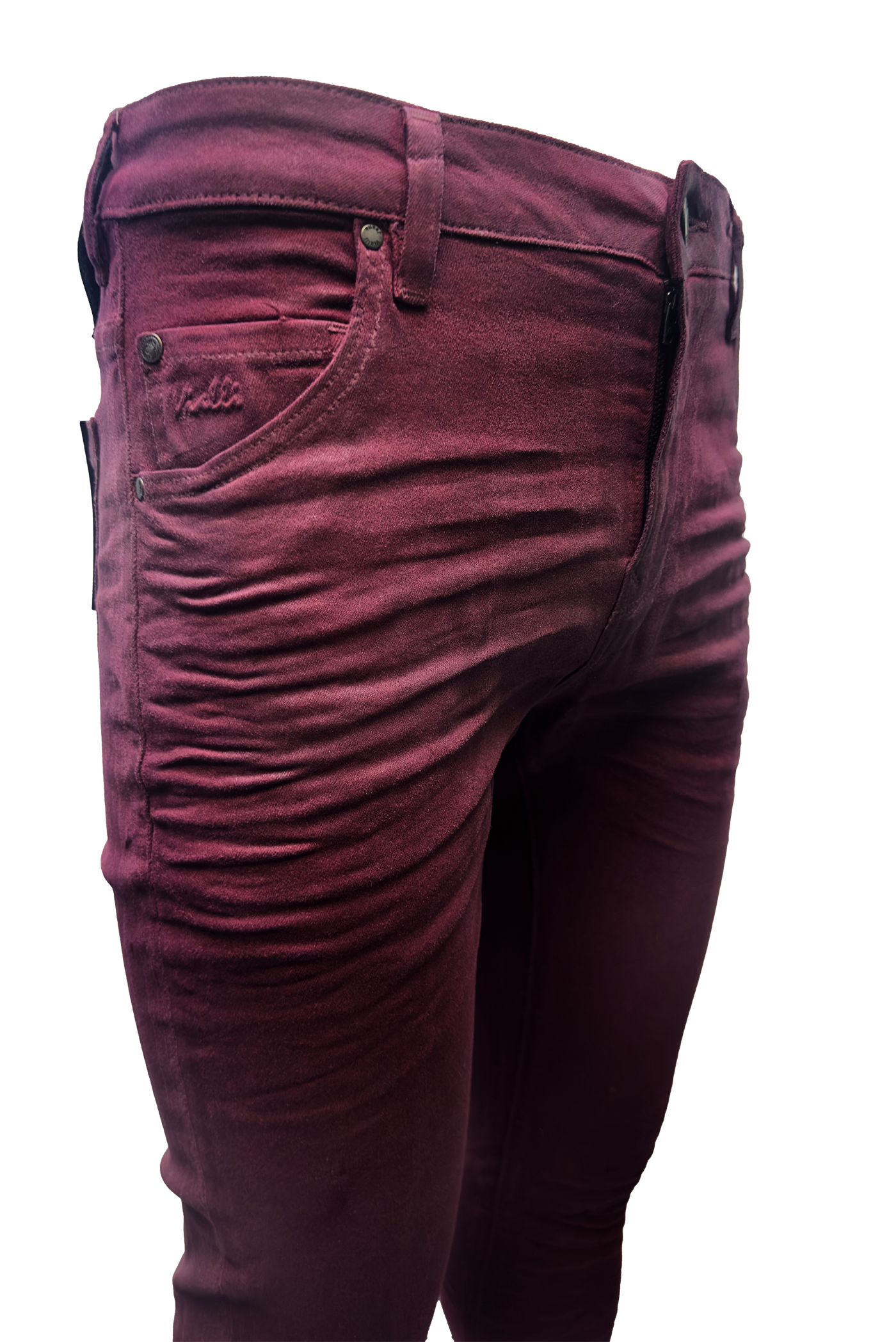 Vialli Jealous Ultra-Fit Maroon Jeans: Platinum Collection Style VJ24D47 Denim