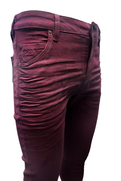 Vialli Jealous Ultra-Fit Maroon Jeans: Platinum Collection Style VJ24D47 Denim