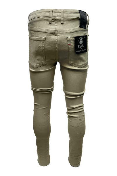 Vialli Jupieter Skinny Jean: Stylish Khaki Sage Designer Denim for Men