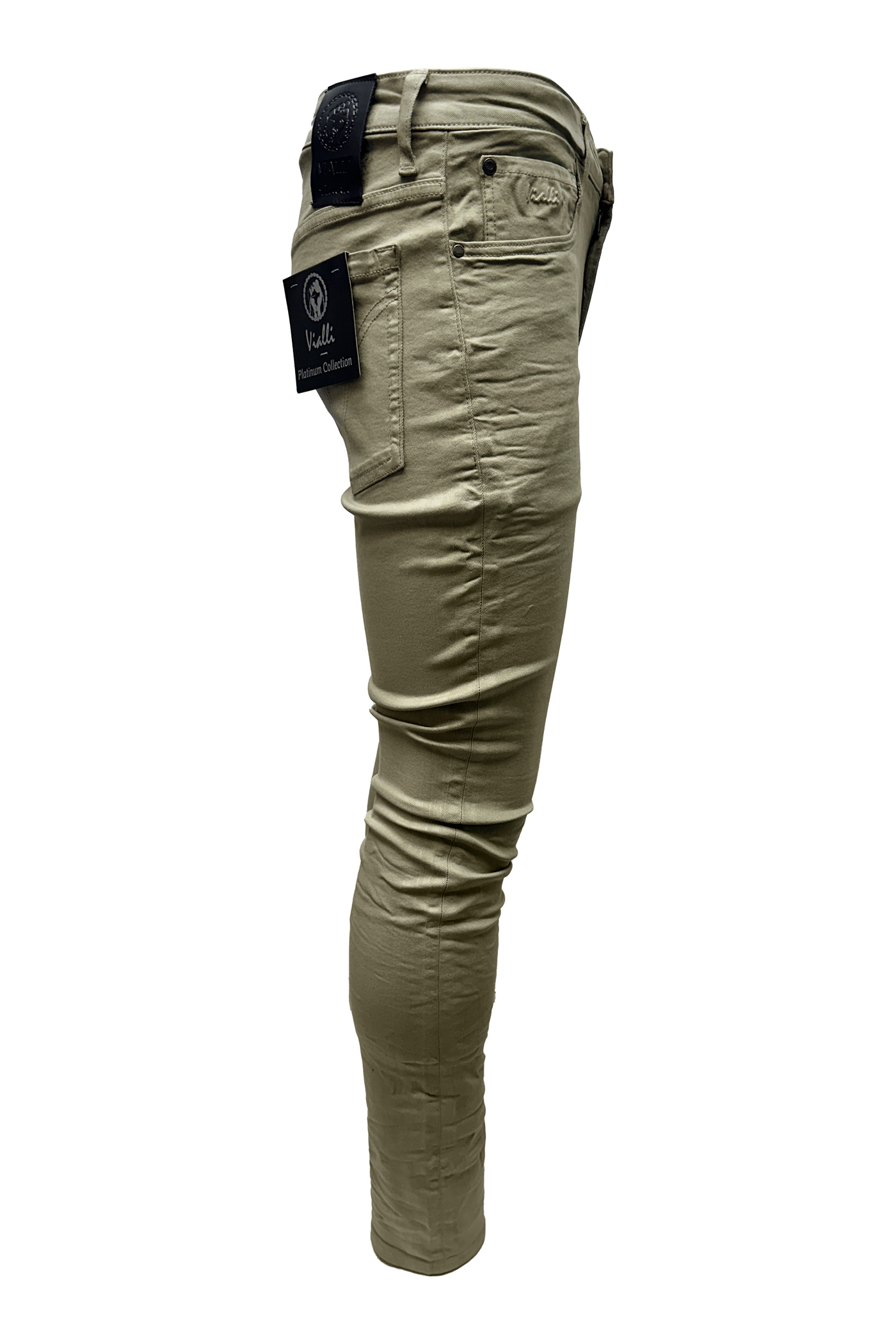 Vialli Jupieter Skinny Jean: Stylish Khaki Sage Designer Denim for Men