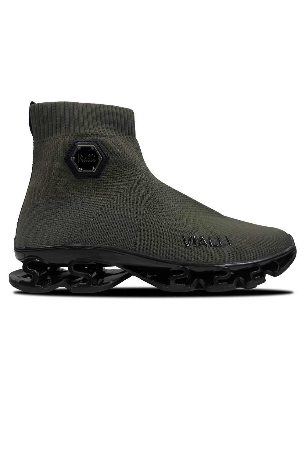 Vialli Cassimotto Mid Boot: Stylish Olive Slip-On with Bounce Sole Comfort