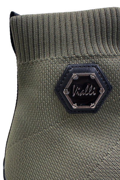 Vialli Cassimotto Mid Boot: Stylish Olive Slip-On with Bounce Sole Comfort