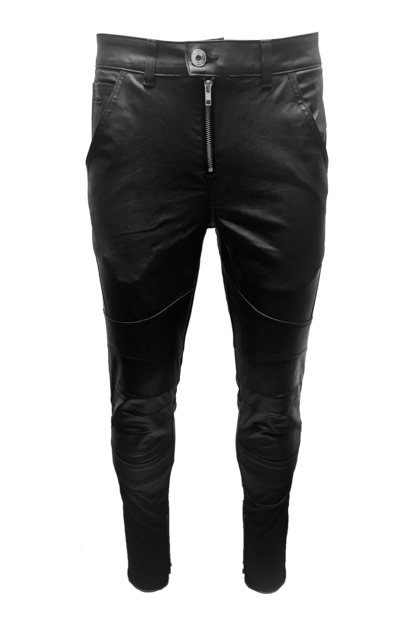 Vialli Ixrisso Wax Ultra-Fit Jeans: Sleek Modern Silhouette, Zippered Pockets, Black
