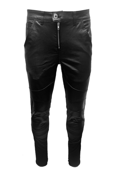 Vialli Ixrisso Wax Ultra-Fit Jeans: Sleek Modern Silhouette, Zippered Pockets, Black