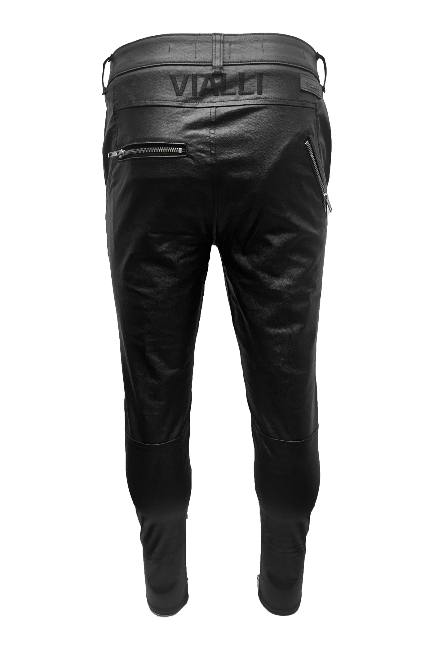 Vialli Ixrisso Wax Ultra-Fit Jeans: Sleek Modern Silhouette, Zippered Pockets, Black